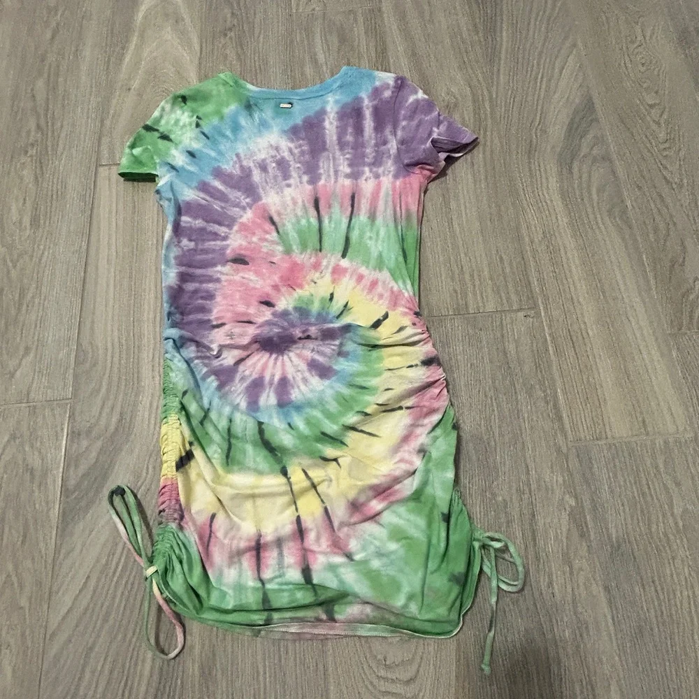 LIKE NEW! Women's PINK Tie Dye Touched T-shirt Dress - SMALL - Picture 2 of 11